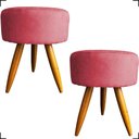 Ver imagem 1 de Kit 2 Puff Decorativo Redondo para Sala Quarto Penteadeira Pé Palito Castanho Suede Cores