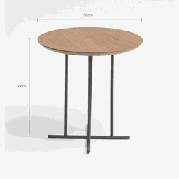 Mesa de Apoio X - Tampo Nogueira Natural - Base Aço Carbono - Altura 50cm - 5