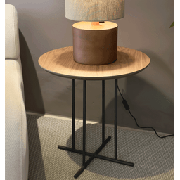 Mesa de Apoio X - Tampo Nogueira Natural - Base Aço Carbono - Altura 50cm - 6