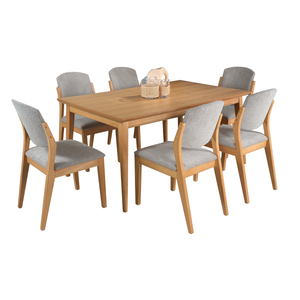 Conjunto Rústico Sala de Jantar Mesa 1.60 com 6 Cadeiras Madeira Maçica Sala Luxo -refinatto