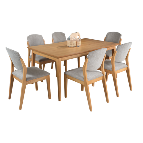 Conjunto Rústico Sala de Jantar Mesa 1.60 com 6 Cadeiras Madeira Maçica Sala Luxo -refinatto