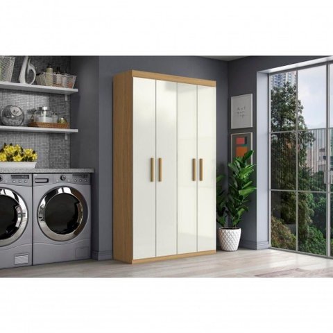 Armário Multiuso Sapateira 4 Portas 8 Prateleiras 102,6cm MDP Off White Aramóveis