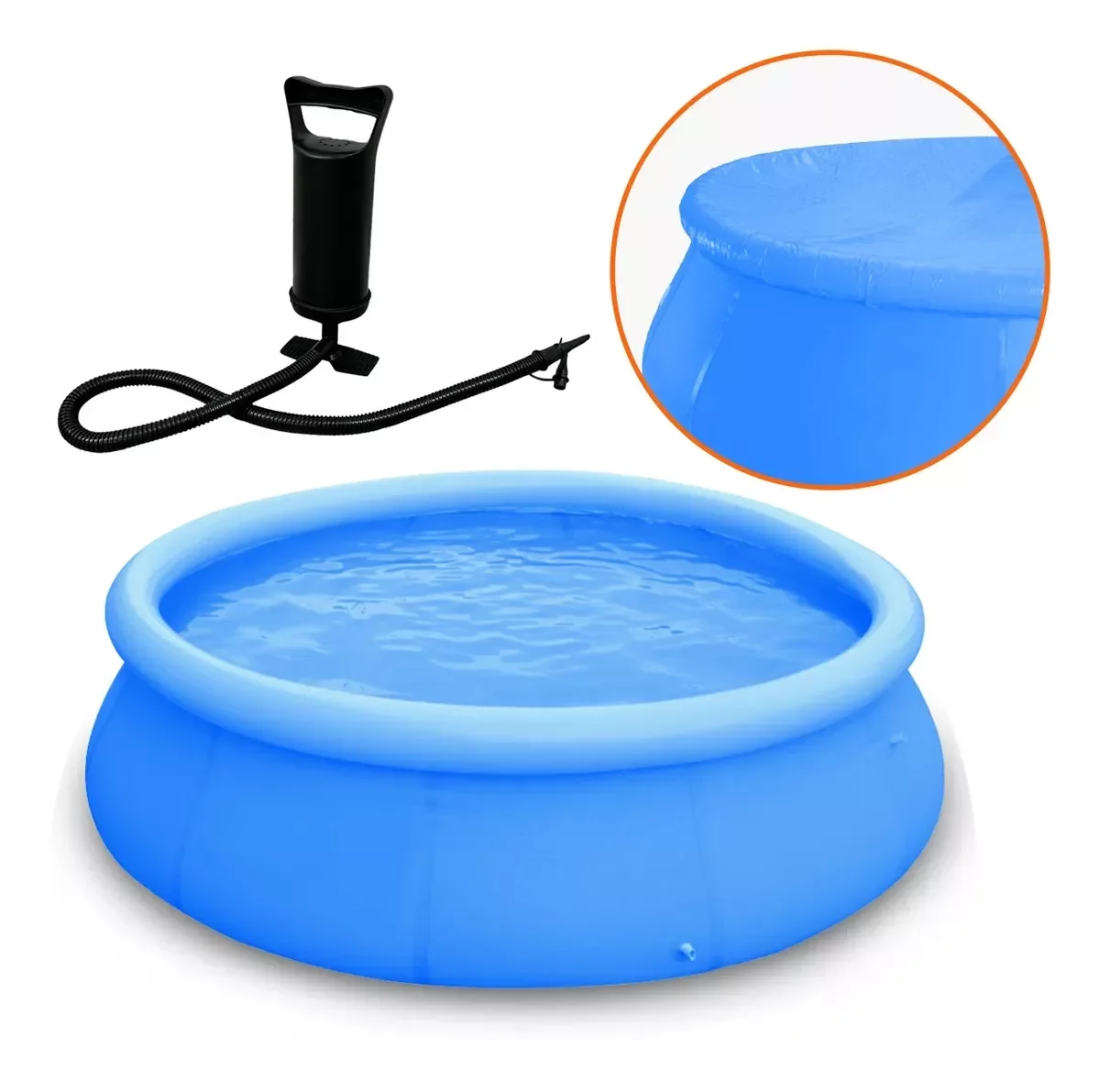 Piscina Inflável Com Borda 2490 Litros + Capa + Bomba De Ar - 1