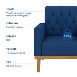 Poltrona Decorativa Jade em Veludo Just Time - 6
