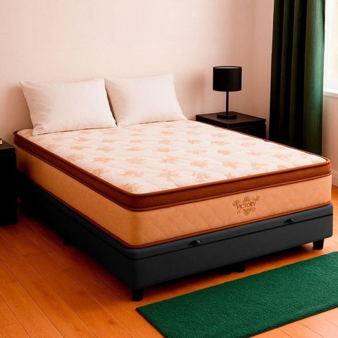 Cama Box Baú Viúvo Cinza e Colchão Victory Molas Vstore
