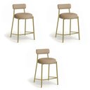 Ver imagem 2 de Banqueta Cozinha Alta com Encosto Kit 3 Industrial Dourado Londres New Couro Flex D03 - D'Rossi