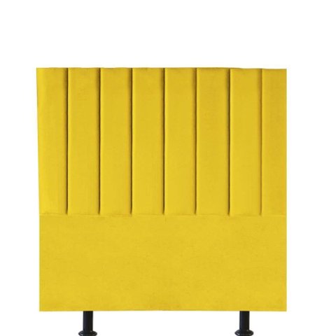 Cabeceira Estofada Carla 100cm Solteiro para Cama Colchão Box Quarto Corino Amarelo - Aurora Line