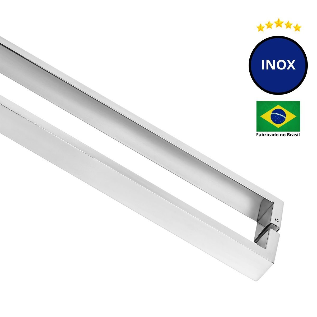 Puxador Porta de Madeira ou Vidro 4cm x 1,5cm Inox - Polido Loja da Indústria 1515mm x 1500mm - 3