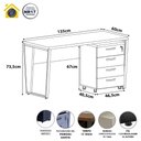 Ver imagem 3 de Mesa Escrivaninha com Gaveteiro Industrial 4 Gavetas 135cm Nogal com Preto F5 Office