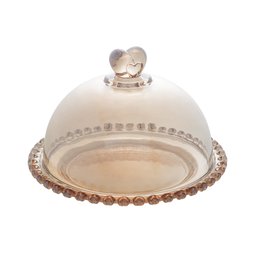 Queijeira de Cristal Com Tampa Coração Âmbar Metalizado Lyor - 2