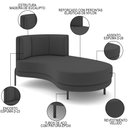 Ver imagem 3 de Chaise Longue Divã 164cm Braço Direito Logus D06 Veludo Cinza - Mpozenato