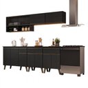 Ver imagem 2 de Cozinha Completa Atlanta Nexo 11 Portas 3 Gavetas MDP 225cm Preto Touch Móveis Carraro