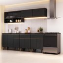 Ver imagem 1 de Cozinha Completa Atlanta Nexo 11 Portas 3 Gavetas MDP 225cm Preto Touch Móveis Carraro