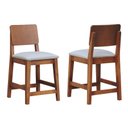 Ver imagem 1 de Kit 2 Banqueta Baixa/Cadeiras Lyon Madeira Encosto Anatômico Assento Estofado - Amêndoa