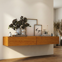 Ver imagem 2 de Aparador Eros 110 Suspenso com 2 Gavetas Estilo Minimalista para Sala Estar ou Escritório:naturale