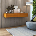 Ver imagem 3 de Aparador Eros 110 Suspenso com 2 Gavetas Estilo Minimalista para Sala Estar ou Escritório:naturale