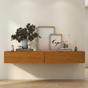 Ver imagem 1 de Aparador Eros 110 Suspenso com 2 Gavetas Estilo Minimalista para Sala Estar ou Escritório:naturale