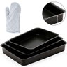 Jogo de Assadeiras Forma Alta Retangular 03 Peças Antiaderentes + Luva Térmica Forrada - 1