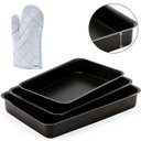 Ver imagem 1 de Jogo de Assadeiras Forma Alta Retangular 03 Peças Antiaderentes + Luva Térmica Forrada