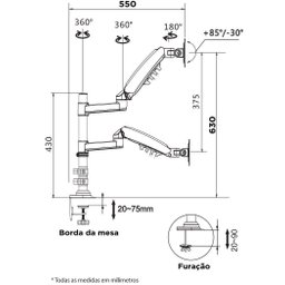 Suporte para 2 Monitores Multiarticulado Fh160n com Torre - 5