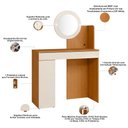 Ver imagem 4 de Penteadeira Camarim com Espelho e LED 1 Gaveta Asti A04 Cinamomo Off White - Lyam Decor