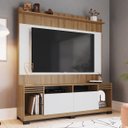 Ver imagem 1 de Rack Estante com Painel para Tv até 75 Pol 180 Cm Lisboa 2 Portas Nichos Mdp Mel Branco - Clicklar