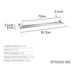 Toalheiro Duplo 80 cm Inox - Kromus RT0310-80 - 3
