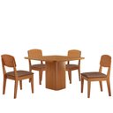 Ver imagem 2 de Mesa de Jantar Eloise 90cm Tampo Mdf Laminado com 4 Cadeiras Copper Moderna Mobília