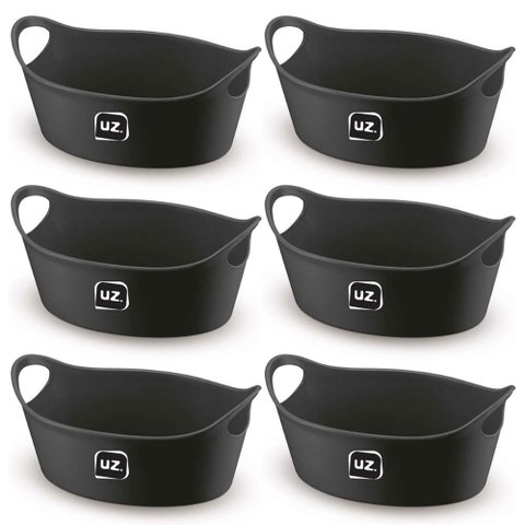 Kit 6 Cestos Batata Frita Preto 28x12cm Restaurantes Bares Lancherias Plus M Uz Utilidades