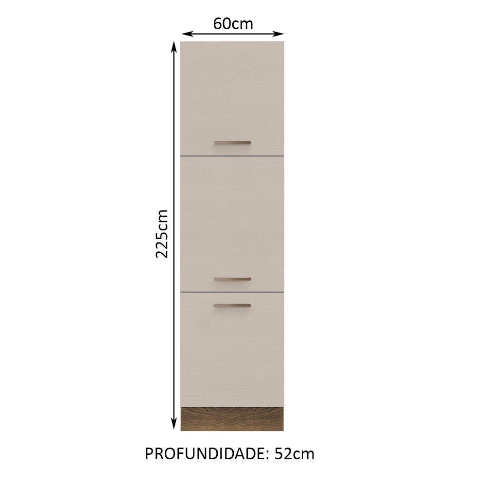 Paneleiro 60 Cm 3 Portas Rustic/crema Agata Madesa - 3