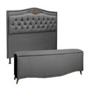 Ver imagem 1 de Conjunto Cabeceira/Calçadeira Holanda 1,60 cm Linho Cinza Escuro - Star Confort conjunto holanda cal