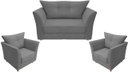 Ver imagem 1 de Kit Namoradeira + 2 Poltronas Decorativa Isis Suede Cinza Pés Madeira Mz Decor