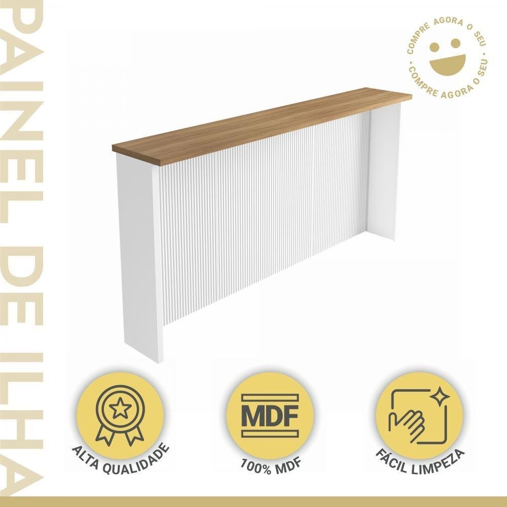 Painel Ilha Canelado 200cm 100% Mdf Branco-nature - 5