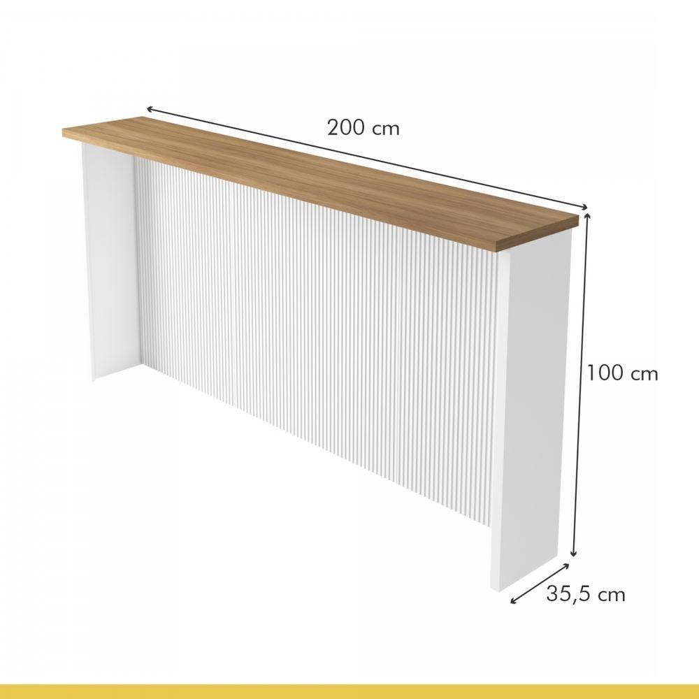 Painel Ilha Canelado 200cm 100% Mdf Branco-nature - 3