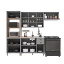 Ver imagem 4 de Cozinha Modulada 4 Peças Torre Quente Balcão sem Tampo 2 Aéreos 100% MDF com Vidro Bari Cinza/Titanio Fosco