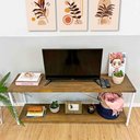 Ver imagem 4 de Rack de Tv Industrial de Ferro e Madeira Style Square Tabaco e Branco