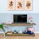 Ver imagem 1 de Rack de Tv Industrial de Ferro e Madeira Style Square Tabaco e Branco