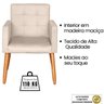Poltrona Decorativa para Sala de Espera Comercial Tecido Suede Base de Madeira Pés Palito - 4