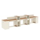 Ver imagem 7 de Estação de Trabalho 6 Lugares Smart Office 6 Mesas 4 Armários 2 Aparadores - Off White e Cedro