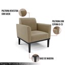 Ver mais imagens de Poltrona Decorativa Pés Fixo em Madeira Preto Suede Nude