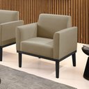 Ver imagem 5 de Poltrona Decorativa Pés Fixo em Madeira Preto Suede Nude