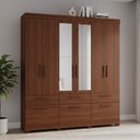 Ver imagem 1 de Guarda-Roupa Casal 7 Portas 5 Gavetas com Espelhos e Pés 192cm 100% MDF Coimbra Espresso Móveis Marrom/Jequitiba