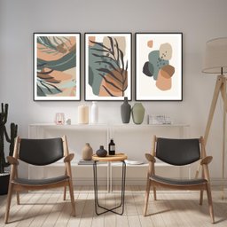 Kit Quadro Decorativo Arte Abstrato Moderno Folha Leave Deserto Sala Quarto Com Moldura Decoração 30 - 2