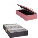 Ver imagem 1 de Cama Box Baú Blindada com Colchão de Espuma Orthopedic - Solteiro - Suede Rosa