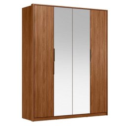 Guarda Roupa Casal Attore Ambiente 4 Portas Nogueira Touch com Espelho Demóbile - Demartêz - 4