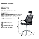 Ver imagem 4 de Cadeira Secretaria Dubai com Encosto Cabeça