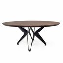 Ver imagem 1 de Mesa Redonda de Jantar com Base de Ferro e Tampo em Madeira Maciça Texturizado Aspen - Iaza Moveis