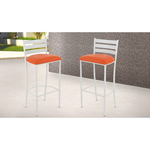 Kit 2 Banquetas com Encosto de 75cm:laranja/branco