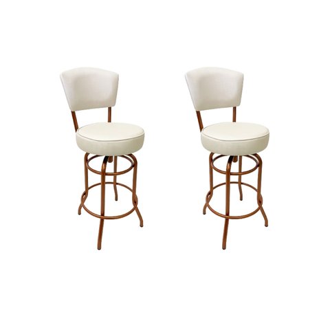 Conjunto 2 Banquetas Bar Cobre Bancada Média Altura 65cm Giratória Encosto estofado Assento cor Off 