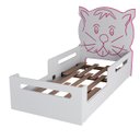 Ver imagem 5 de Cama Montessoriana Infantil Juvenil Gatinho MDF Branca com Proteção Lateral e Colchão:Rosa